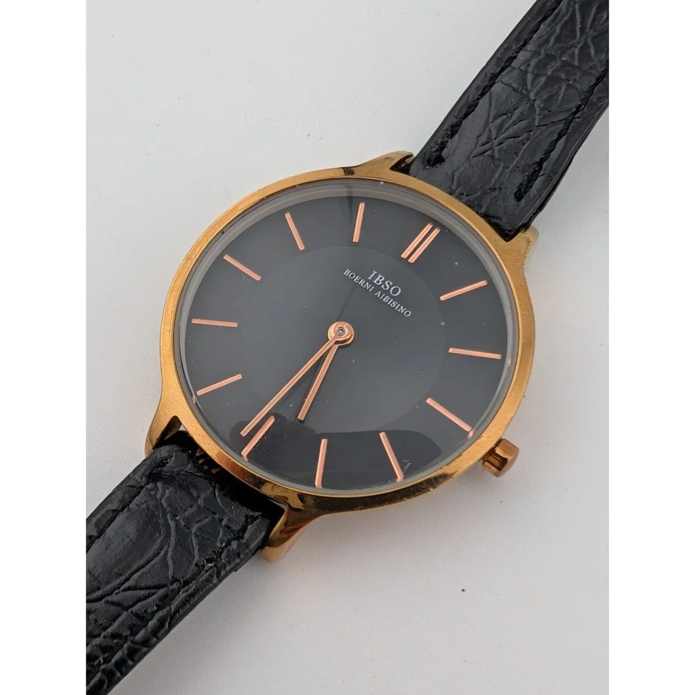 IBSO Boerni Aibisino Watch Women 30mm Rose‎ Gold Case Leather Band- New Battery